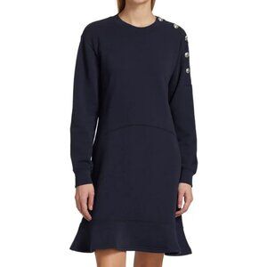 DEREK LAM 10 Crosby Camden Sweatshirt Dress, Sz XS, Navy Blue, Oversized